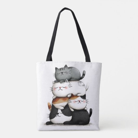 Grappige illustratie van een stapel Schattige katt Tote Bag (Achterkant)