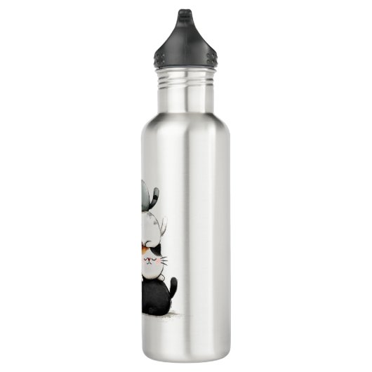 Grappige illustratie van een stapel Schattige katt Waterfles (Rechts)