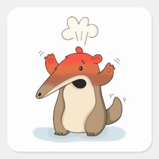 Grappige illustratie van een uitbrandende mierenet vierkante sticker