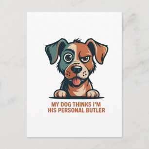 Grappige Illustratie van Hond Butler Citaat Briefkaart