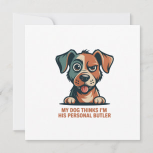 Grappige Illustratie van Hond Butler Citaat Feestdagenkaart