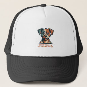 Grappige Illustratie van Hond Butler Citaat Trucker Pet