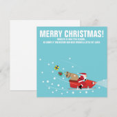 Grappige illustratie van Kerstman op sneeuwscooter Feestdagenkaart (Voorkant / Achterkant)