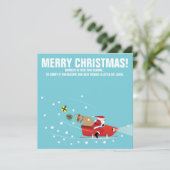 Grappige illustratie van Kerstman op sneeuwscooter Feestdagenkaart (Staand voorkant)