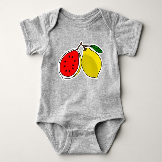 Grappige illustratie van Lemon & Watermelon hybrid Romper (Voorkant)