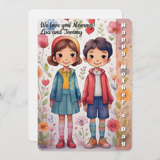 Grappige illustratie van Moederdag voor kinderen (Voorkant / Achterkant)