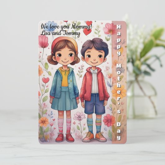 Grappige illustratie van Moederdag voor kinderen (Staand voorkant)