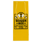 Grappige Imkerij Honing Koningin Bij Wijn Cadeautas (Achterkant)