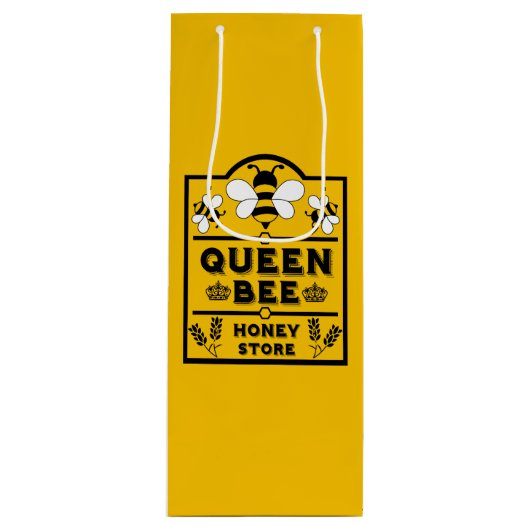 Grappige Imkerij Honing Koningin Bij Wijn Cadeautas (Voorkant)