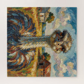 Grappige Impasto Struisvogel op een Ranch  Legpuzzel (Horizontaal)