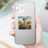 Grappige Impasto Struisvogel op een Ranch  Sticker (Telefoon)