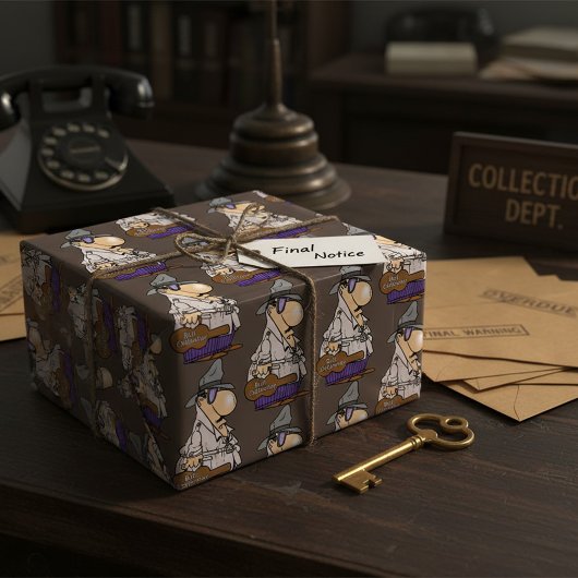 Grappige incassomedewerker karakter cadeaupapier