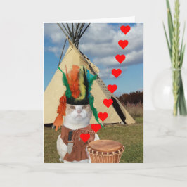 Grappige Indiaanse Kat Valentijn Feestdagen Kaart