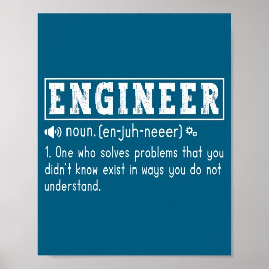 Grappige Ingenieur Definitie Engineering Probleem  Poster (Voorkant)