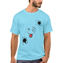 Grappige inktspat smiley gezicht T-shirt – Schatti