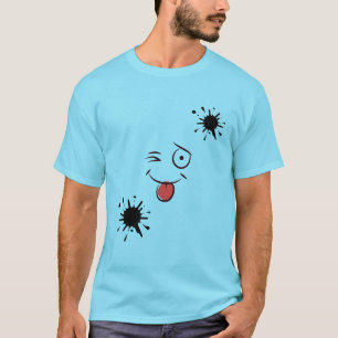 Grappige inktspat smiley gezicht T-shirt – Schatti
