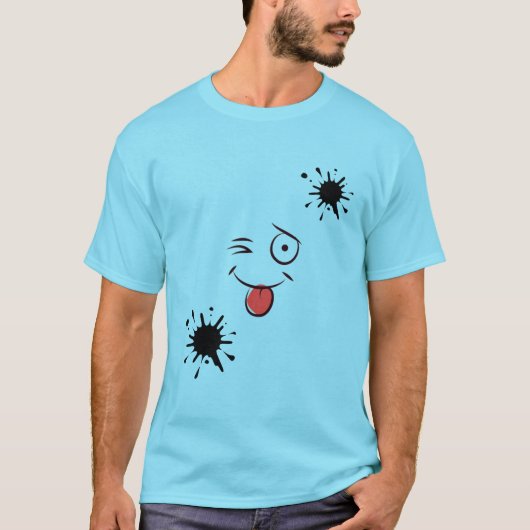 Grappige inktspat smiley gezicht T-shirt – Schatti (Voorkant)