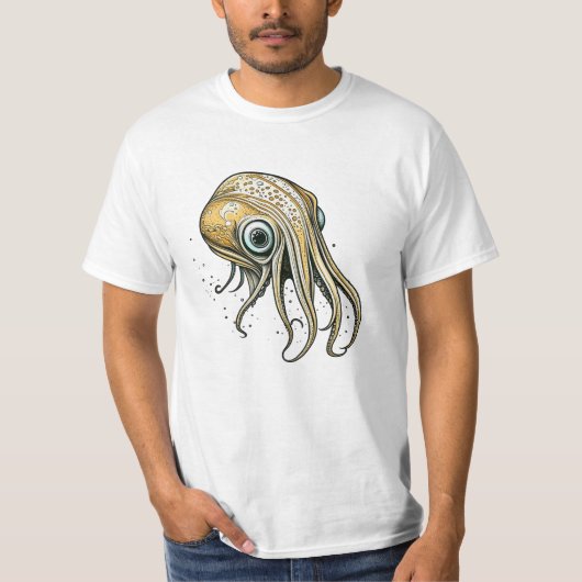 Grappige inktvis lijnkunst t-shirt (Voorkant)