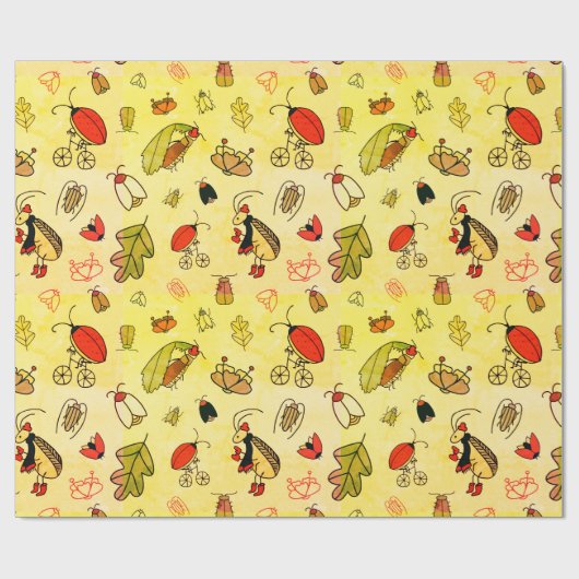 Grappige insecten cadeaupapier (Vlak)