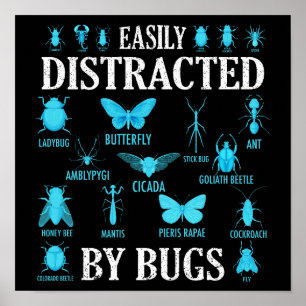 Grappige insectenliefhebber bugs gemakkelijk afgel poster