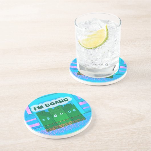 Grappige Inspirerend afbeelding: Ik verveel me Tek Zandsteen Onderzetter (Zijkant)