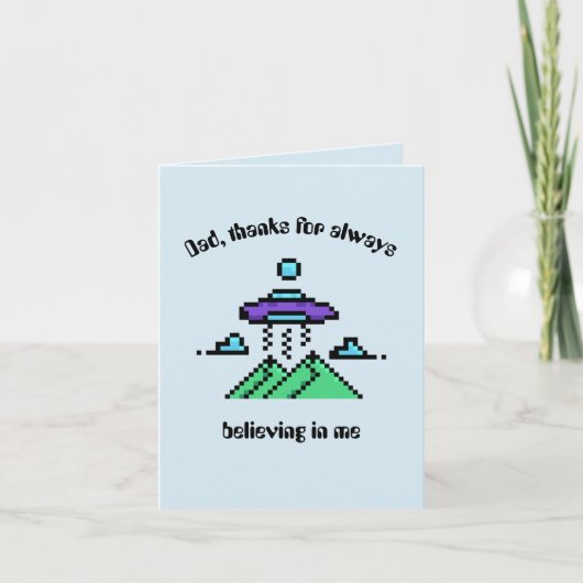 Grappige Inspirerend Alien Pixel Vaderdag Kaart (Voorkant)