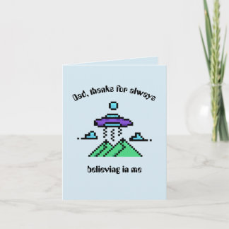 Grappige Inspirerend Alien Pixel Vaderdag Kaart