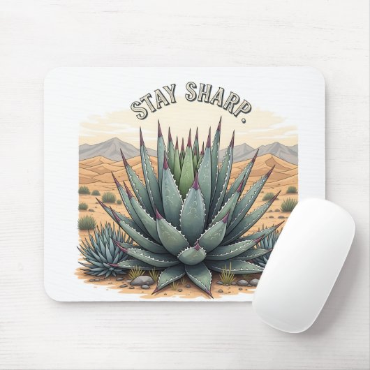 Grappige Inspirerende Blijf Scherp Succulente Kant Muismat (Met muis)