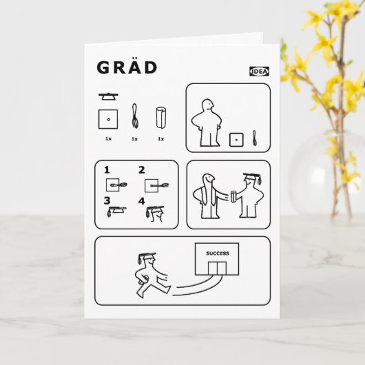 Grappige instructies voor het Afstuderen Afstudere Kaart (Gele Bloem)