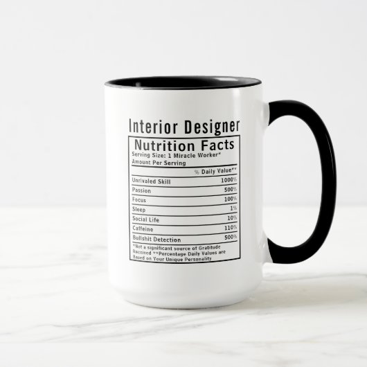 Grappige interieurontwerper voedingsfeiten creatie mok (Rechts)