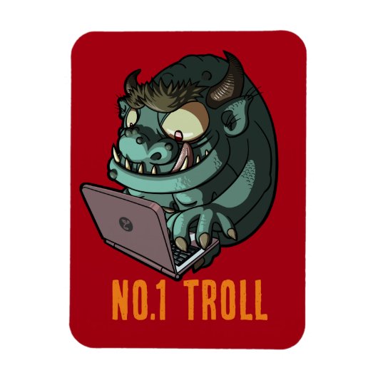 Grappige Internet Troll Nummer 1 Laptop Cartoon Magneet (Verticaal)