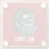 Grappige Internet Troll Nummer 1 Troll Laptop Cart Glazen Onderzetter (Achterkant)