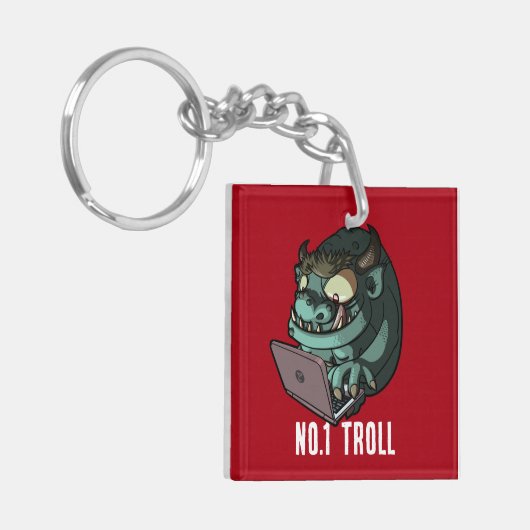Grappige Internet Troll Nummer 1 Troll Laptop Cart Sleutelhanger (Voorkant Links)
