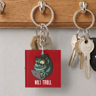 Grappige internettrol nummer 1 Trol-laptopcartoon Sleutelhanger