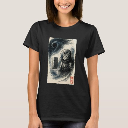 Grappige Interstellaire Kat Astronaut Kitten Ruimt T-shirt (Voorkant)
