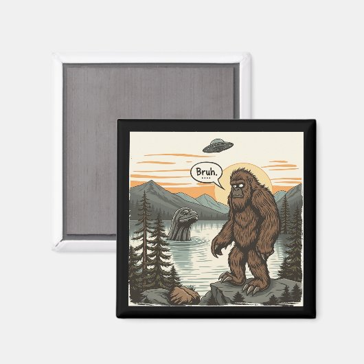 Grappige Introvert Bigfoot Sasquatch Loch Ness Ret Magneet (Voorkant / Achterkant)