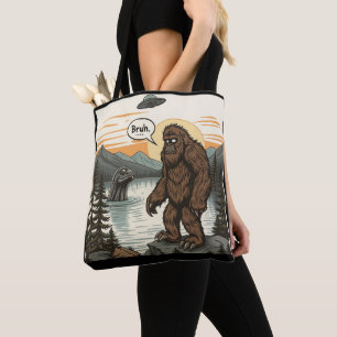 Grappige Introvert Bigfoot Sasquatch Loch Ness Ret Tote Bag