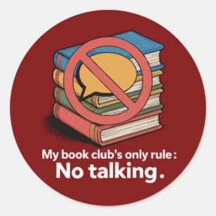 Grappige introvert boekenclub "niet praten" regel ronde sticker