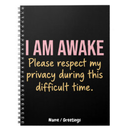 Grappige introvert citaat Ik ben wakker, respectee Notitieboek