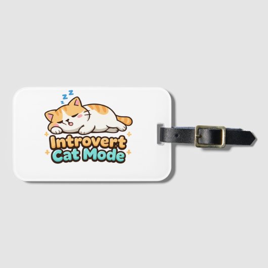 Grappige introvert kat modus bagagelabel (Voorkant (horizontaal))