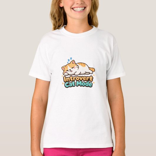 Grappige introvert kat modus t-shirt (Voorkant)
