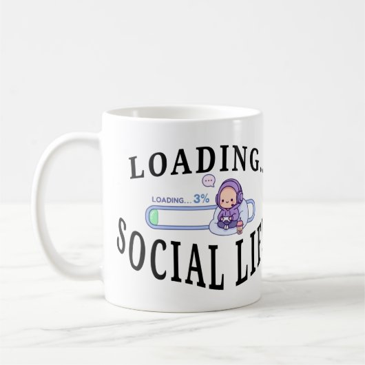 Grappige introvert koffiemok - Sociale batterij aa (Links)