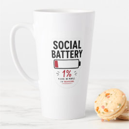 Grappige introvert lattemok | Sociale batterij laa Latte Mok