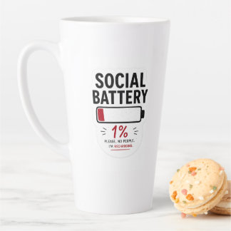 Grappige introvert lattemok | Sociale batterij laa Latte Mok