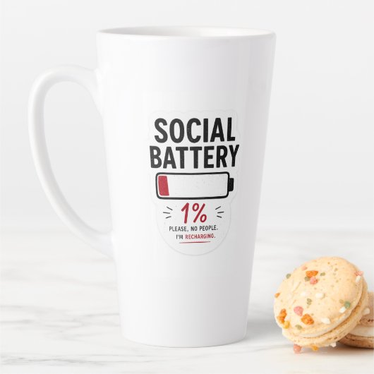Grappige introvert lattemok | Sociale batterij laa Latte Mok (In situ)
