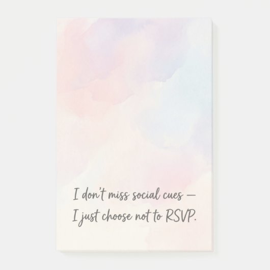 Grappige Introvert RSVP Citaat & Subtiele Waterver Post-it® Notes (Voorkant)
