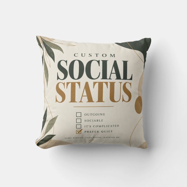 Grappige introvert sociale status worp kussen (Voorkant)