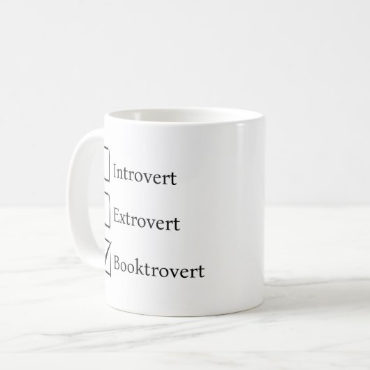 Grappige introverte boekentrovert koffiemok (Voorkant links)