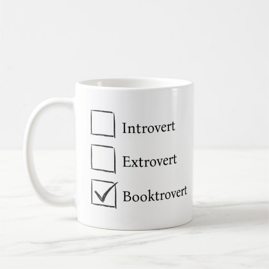 Grappige introverte boekentrovert koffiemok (Links)