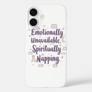 Grappige introverte humor met schattige wolken iPhone 16 hoesje
